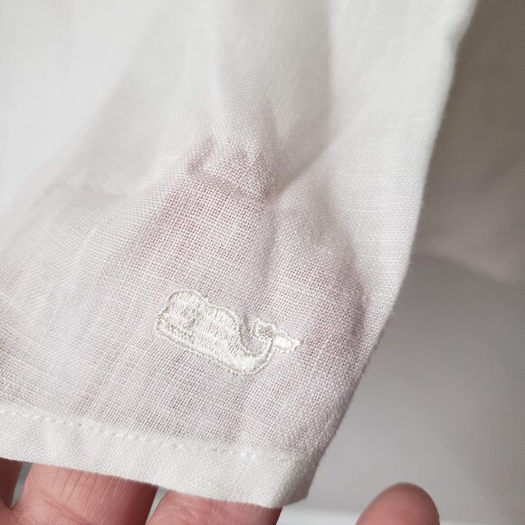 Vineyard Vines Womens Off-White Ivory Linen Button Down Shirt - Picture 8 of 13